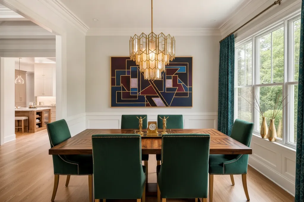 Comedor amueblado en estilo Art Deco generado con IA